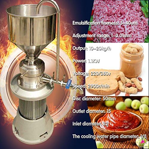 Yoli faster shipping Electric Colloid Mill Machine for Cheese, Chocolate, Bean Sauce, Jam, Peanut Butter, Cream, Beverage, Double Heads Peanut Butter Grind Colloid Mill Machine, with Big Hopper 50mm Disc Diameter Grinding Making Colloid Mill