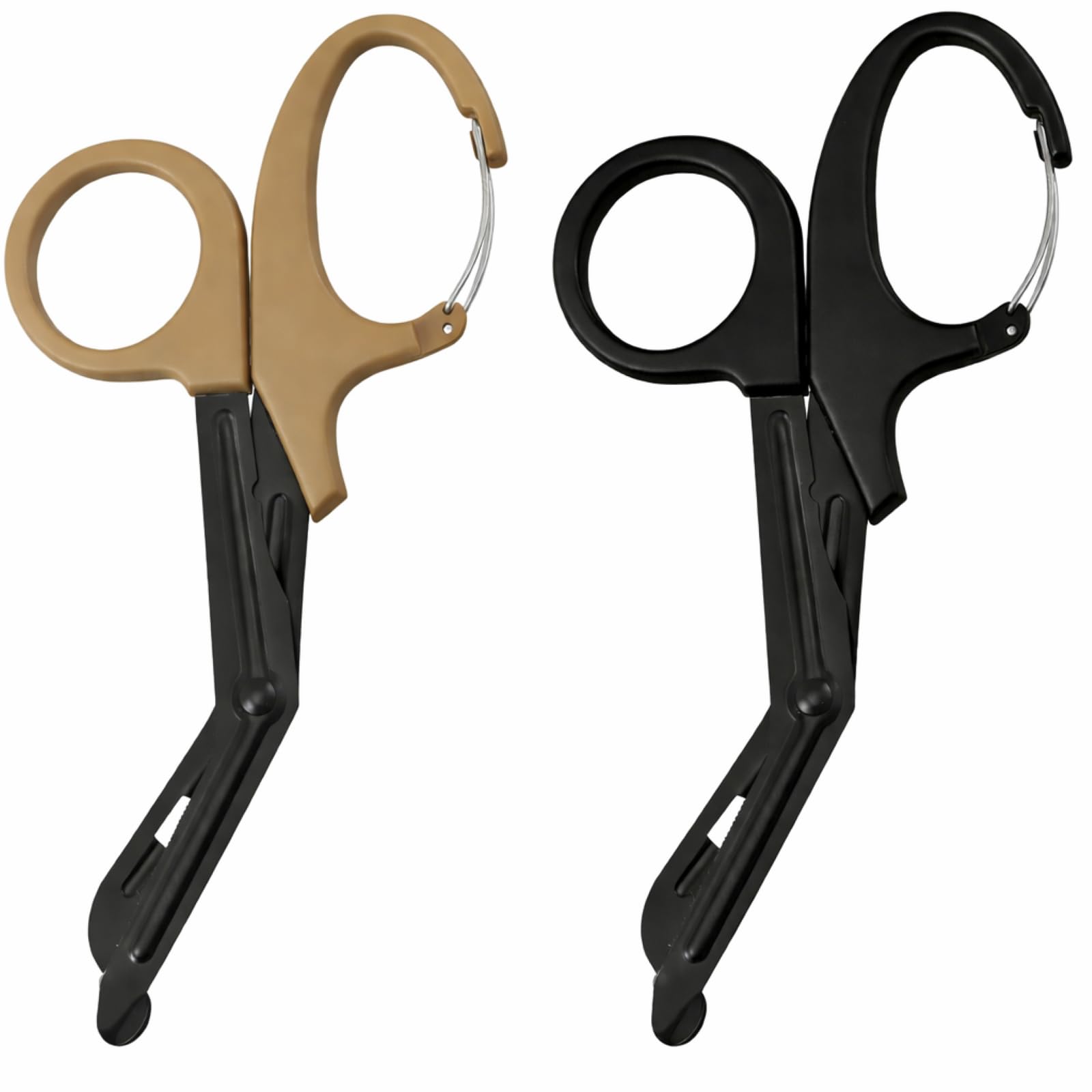 Bandage Shears Scissors EMT and Trauma Shears, Bent Stealth Black Coated for Nurses, Students, Emergency Room (19cm, Black & Brown)