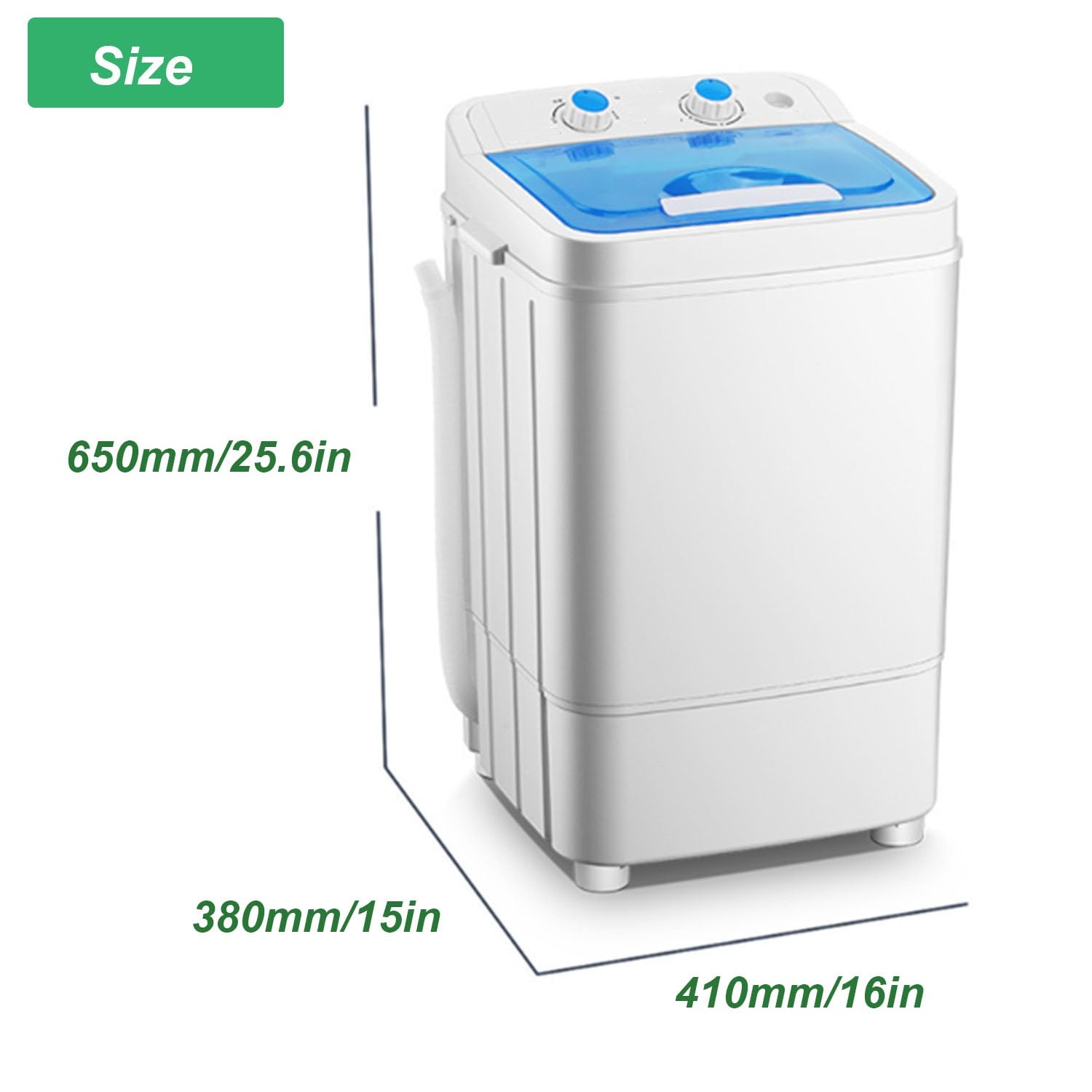 Mini Lavadora Portátil, Lavadora Doméstica para Acampar, Apartamentos, Dormitorios, Habitaciones Universitarias, Washing Machine 65x41x38cm(Negro)
