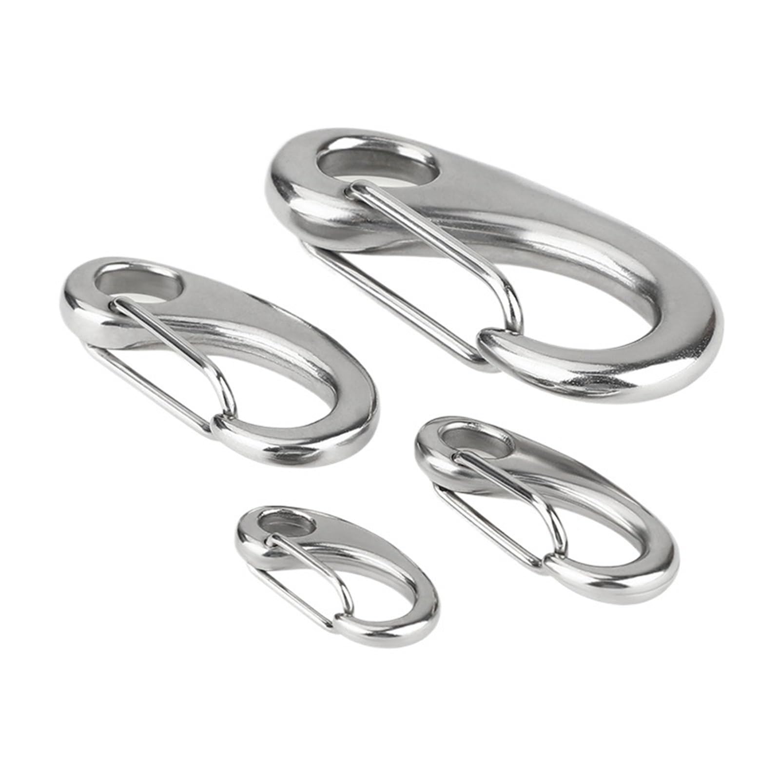 Clip Mosquetón con Forma Huevo 1 mosquetón de Acero Inoxidable 316 Multifuncional con Forma de Huevo, con Resorte, for Senderismo, Acampada, Marino, de liberación rápida(100mm)