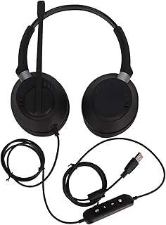 Sxhlseller USB Headset, X6D USB 2 PC Headset with Noise Cancelling Microphone, Telephone Headset Support Volume Adjustment, Binaural Business Headset, Computer Headset for Call Center, Home