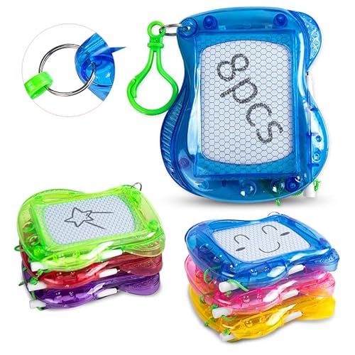 YouCute 8 Mini Magnetic Drawing Board with Metal Keychain Party Favors for Kids Goodie Bag Stuffers Birthday Party Bag for Boys Girls