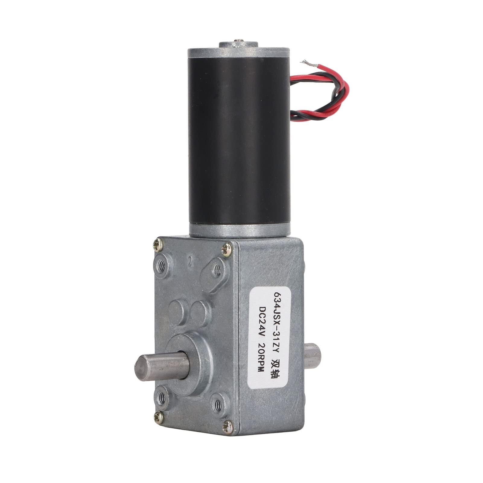 Motoriduttore, Motoriduttore DC 24V Riduzione della velocità Motoriduttore a Vite Senza Fine Reversibile a Doppio Albero Autobloccante, Controlli (20 giri/min)