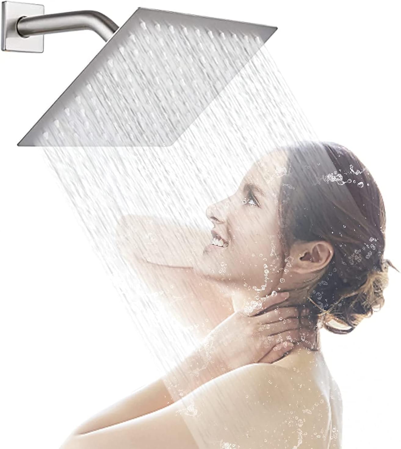 AWARA 8 Inch Rain Shower Head, Square Ultra Thin 304 Stainless Steel