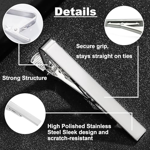 Custom Tie Clips for Men Engraved Exquisite Stainless Steel Tie Pin Custom Gifts for Groomsman Best Man Dad Boyfriend on Wedding Birthday Christmas Engagement (Tie Clip)