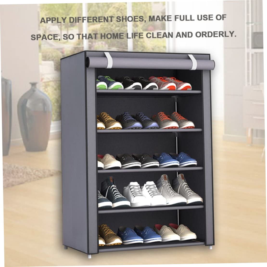 Schuhständer staubdichtes schweres 6 -schichtiger wasserdichtes waschbarer Schuhspeicher Erhöhter minimalistischer schockdes Organizer für Flur Wohnzimmer grau