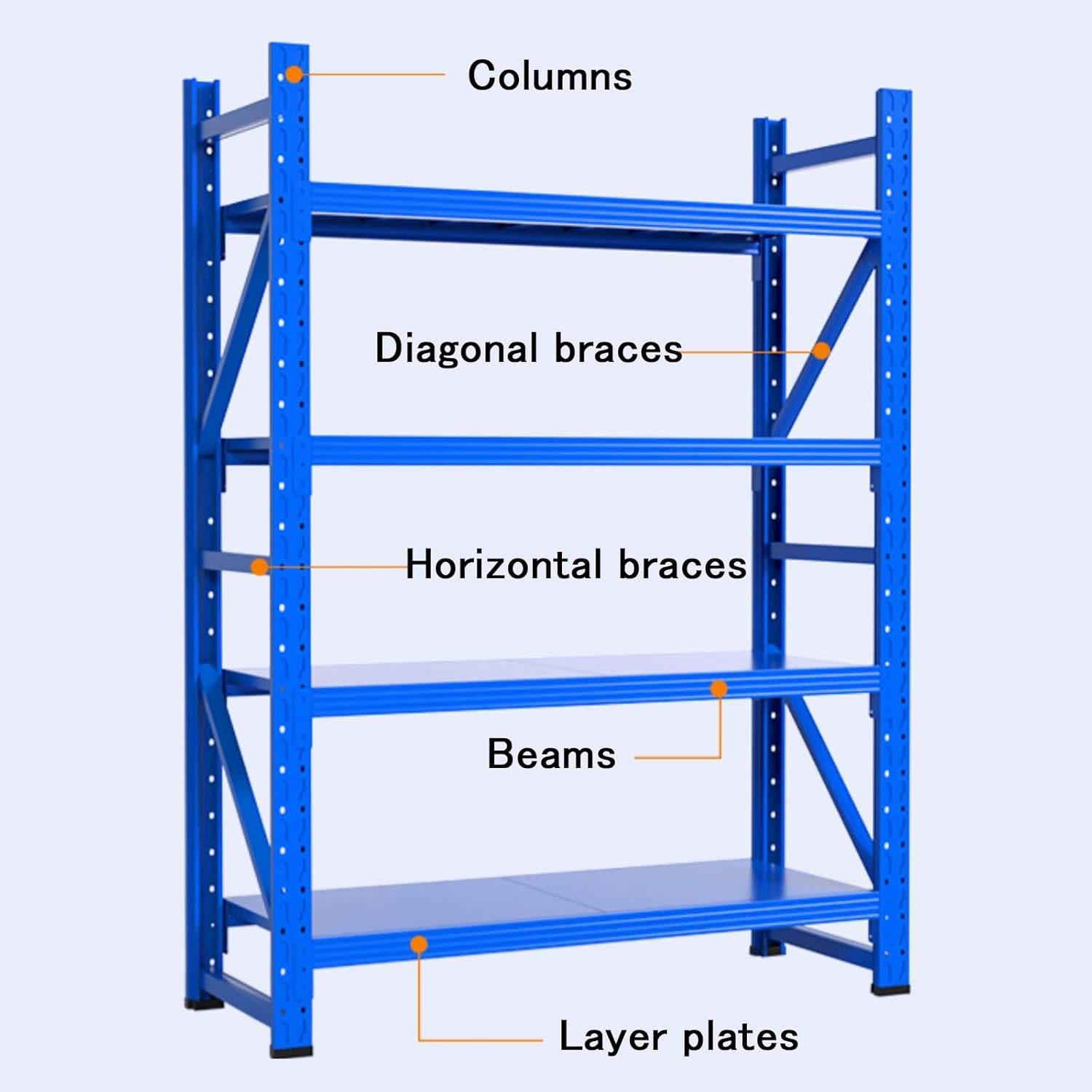 4-Tier Metal Garage Shelving Unit Storage Shelves for Garage Basement Racking Organization Adjustable Layer Height Easy to Assemble(Blue,33in)