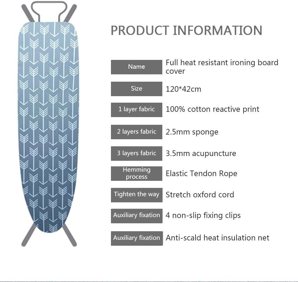 Extra Thick Heavy Duty Ironing Board Cover & Pad with Silver Coating – Wrinkle, Heat Reflecting Iron Replacement Cover, Adjustable Fit, Padded Protection, 3 Sizes(C)