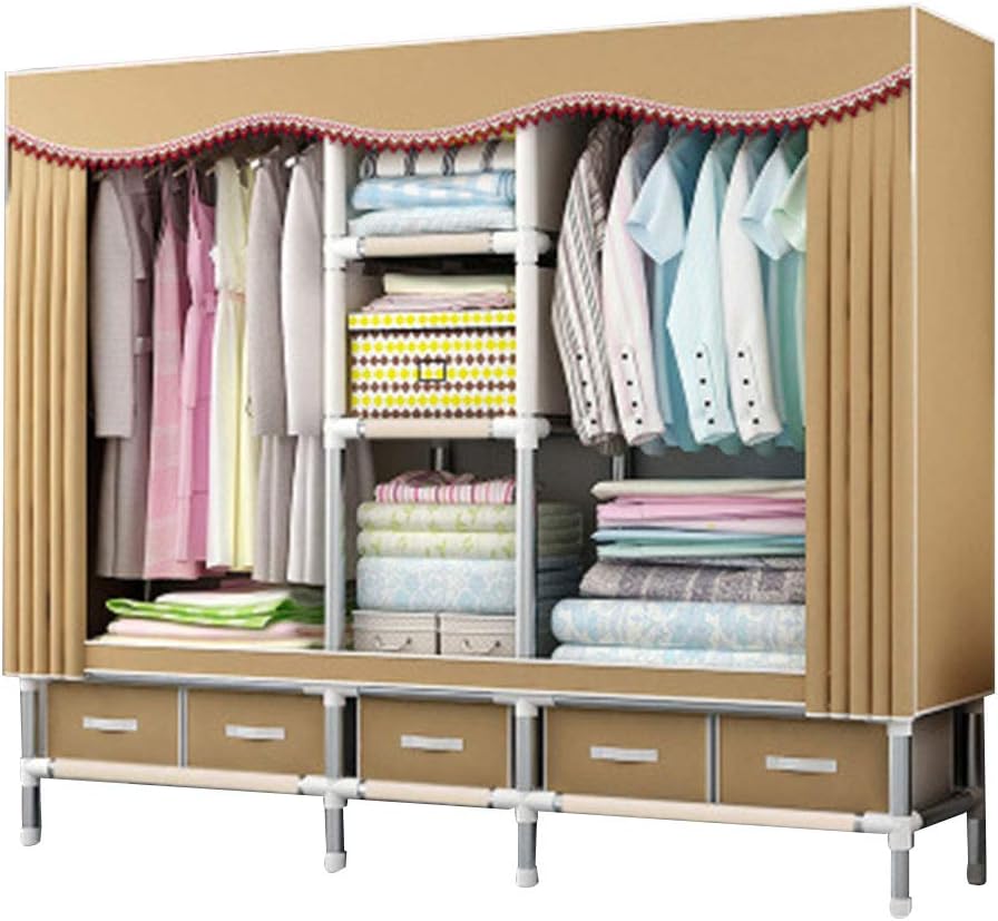 Wardrobe Closet Clothes Closet Portable Waterproof Extra Strong & Durable Wardrobe Storage Extra-Wide Foldable Wardrobe Fabric Cabinet Extra Space 74x17x66cm_195x45x170cm