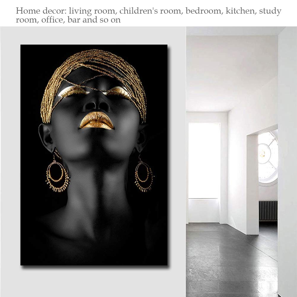 Tableaux D'art Africain - Lot De 3 Toiles Noires Et Dorées Sans Cadre, 40x50cm - Décoration Murale élégante Pour Salon Ou Chambre - 3