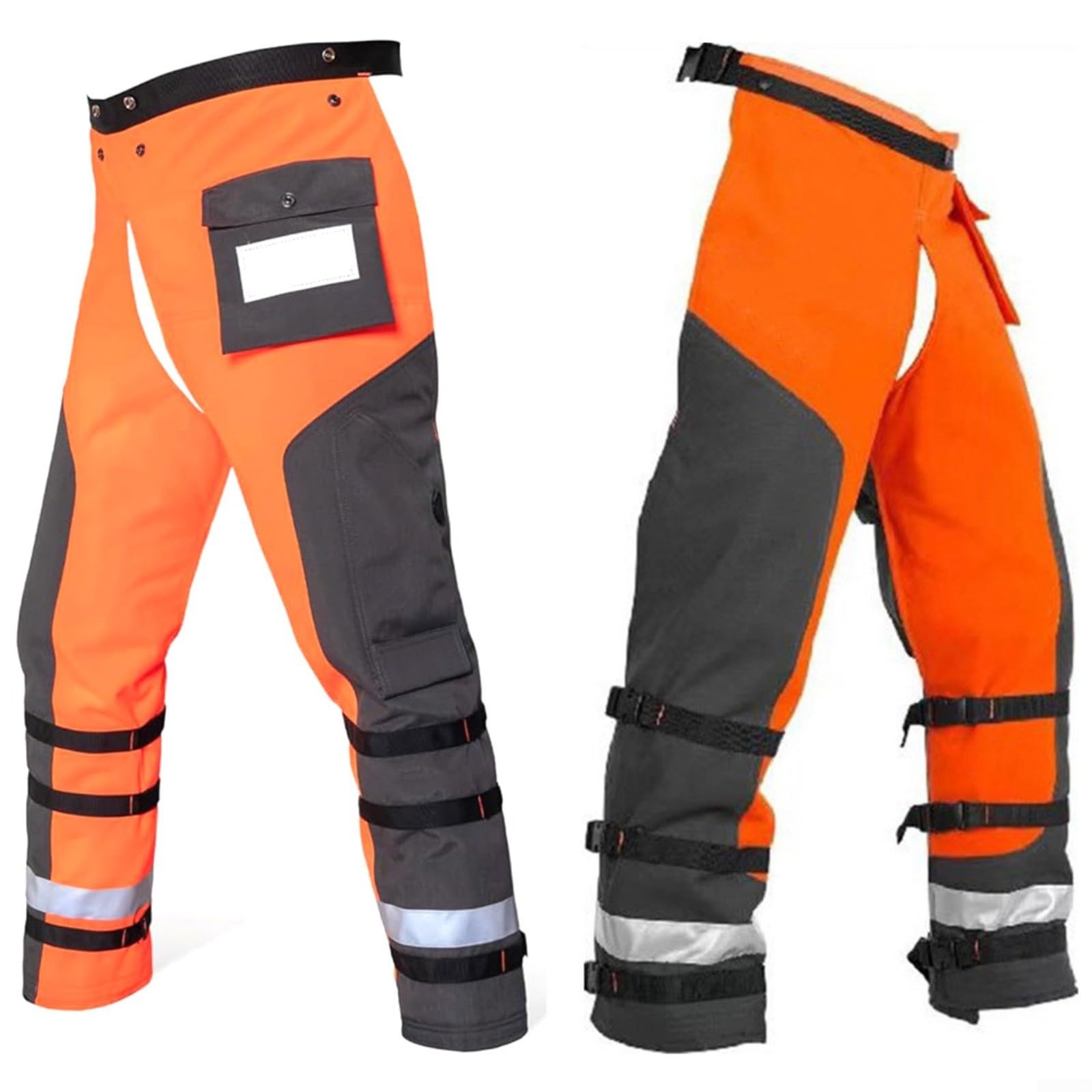 Chainsaw Chap 9-Layer Envoltura técnica de protección de piernas con correas ajustables para cortar trabajo naranja motosierra Chap(M)