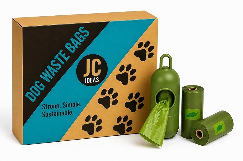 Sacos para Fezes de Cães JC IDEAS com Dispenser Verde – 18 Rolos, 270 Sacos