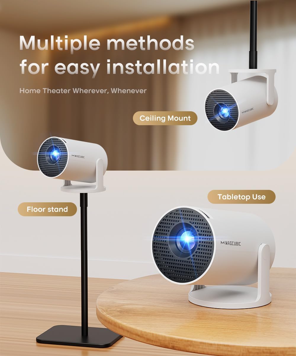 Magcubic 2026 Upgraded HY300PRO Mini Projector with WiFi and Bluetooth, Portable 4K Support Projector, Auto Keystone, 180 Degree Rotation
