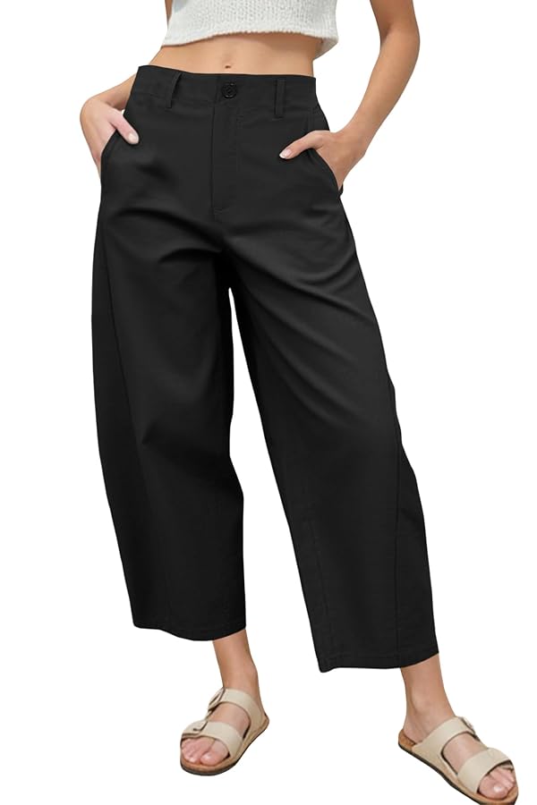 EGOCKAL Women's Barrel Leg Pants Casual Baggy Harem Pants with Pockets by EGOCKAL - Used condition - US$30.15