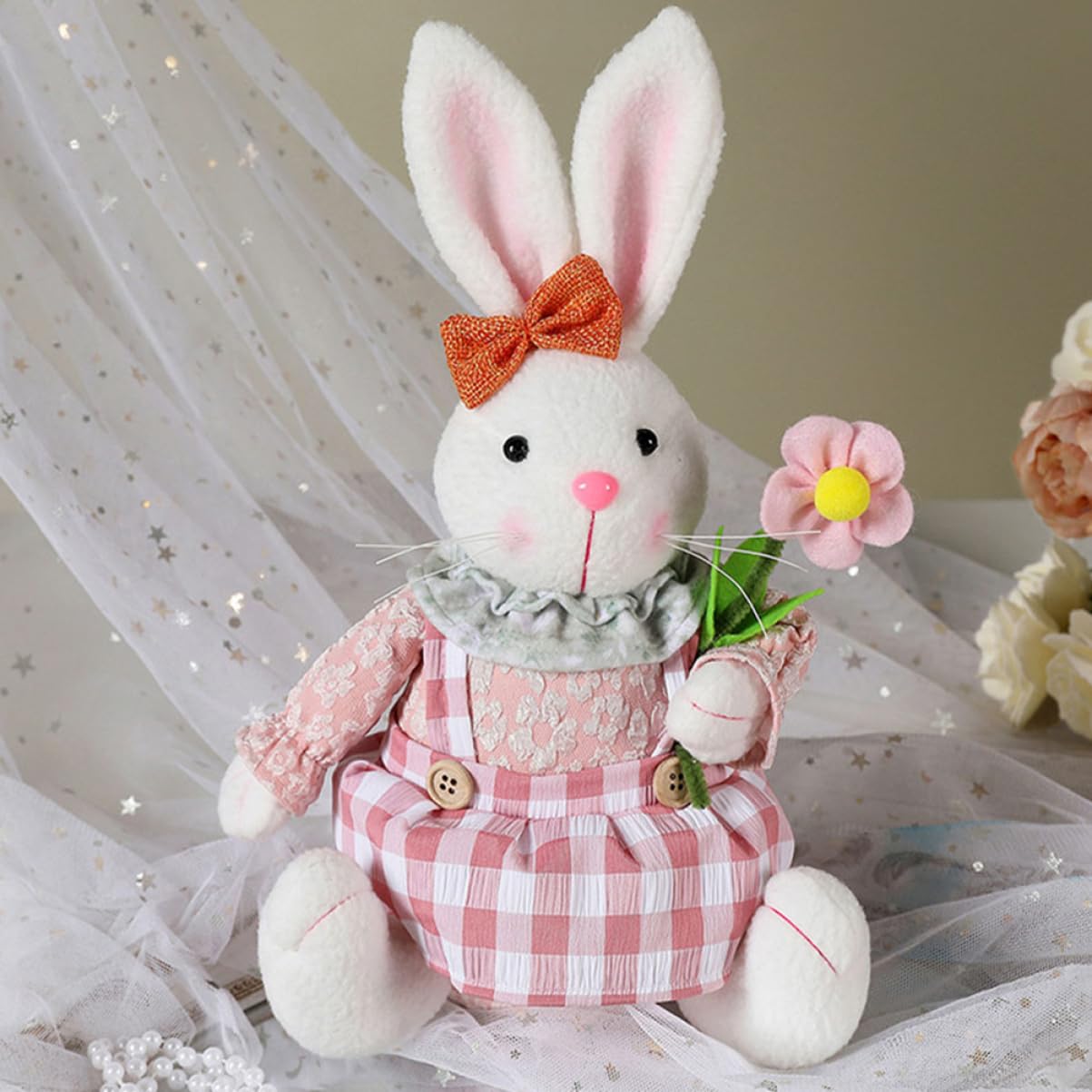 Ciieeo 2pezzi Coniglietti Pasquali in Decorazioni Pasquali Per Tavolo e Auto Coniglietto Pasquale in Stile Cartoon Ornamento Da Giardino e Scrivania Regalo Per Ragazzo Ragazza Ragazza Ama