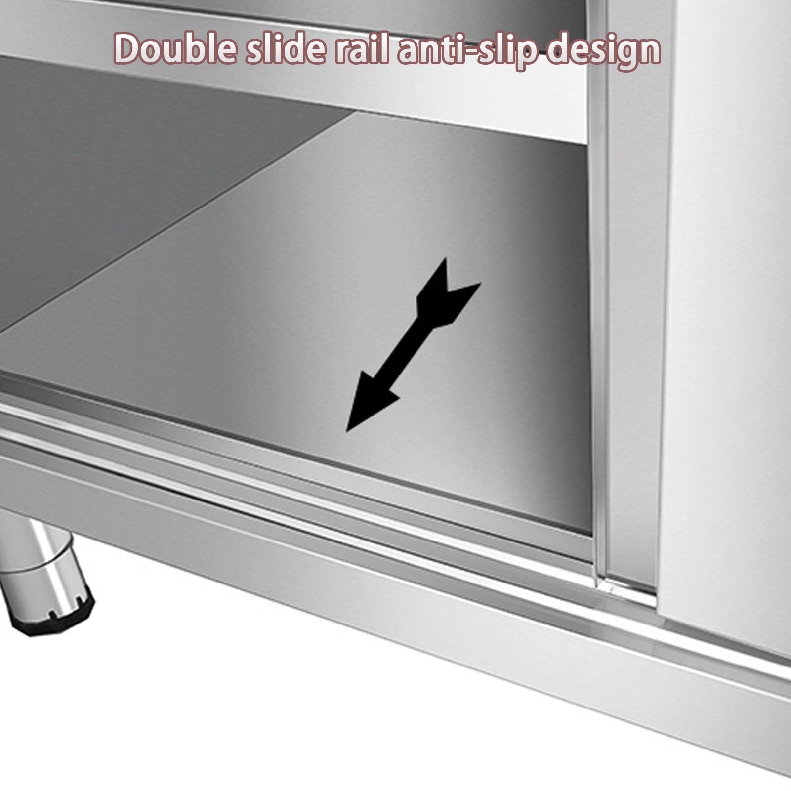 Edelstahl Arbeitstisch, Küchenarbeitsplatte Aus Edelstahl, Edelstahl Küchentisch, Arbeitstisch Küche Mit Schiebetüren und Spritzschutz, for Die Gewerbliche Lebensmittelzubereitung(80x60x80cm)