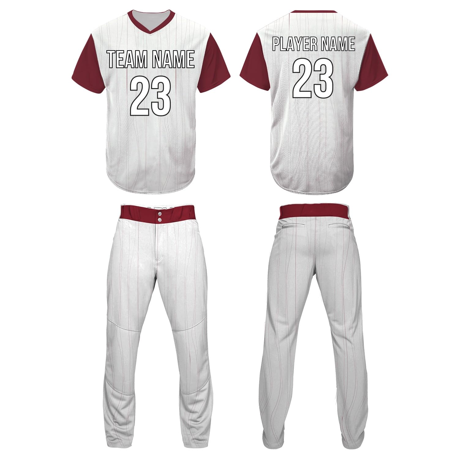 SGS SPORTS GEAR SWAG Custom Abstract Baseball Uniform, Personalized Short Sleeve & Sleeveless Uniform with Name/Number, Uniforms Set for Men, Women, Youth, and Kids, Red - White