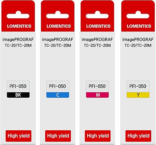 PFI-050 - Depósito de tinta de pigmento de 2.4 fl oz (paquete de 4 unidades, negro cian magenta amarillo) - Lometic PFI-050 PFI050 Cartucho de tinta