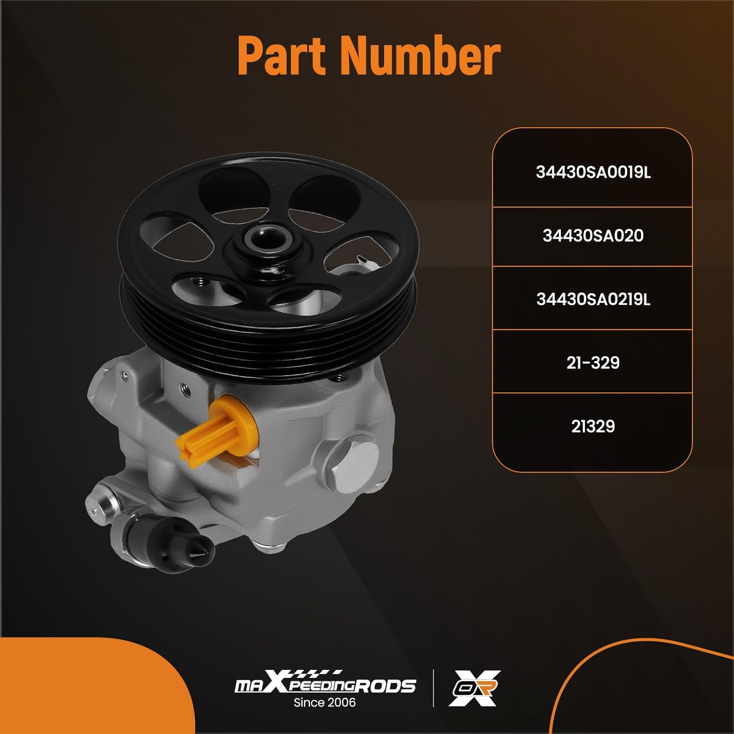 maXpeedingrods Power Steering Pump with Pulley for Subaru Forester H4 2006-2008, Impreza H4 2006-2007, 2.5L, Replace# 21-329, 34430SA020, 34430SA0219L