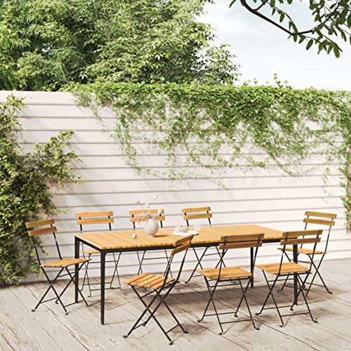 Xichuzi Sillas de jardín Plegables 8 uds, Silla para Exteriores, Silla De Playa, Mueble De Jardin, Sillas Terraza, Sillas Terraza Exterior, Madera Maciza Acacia y Acero