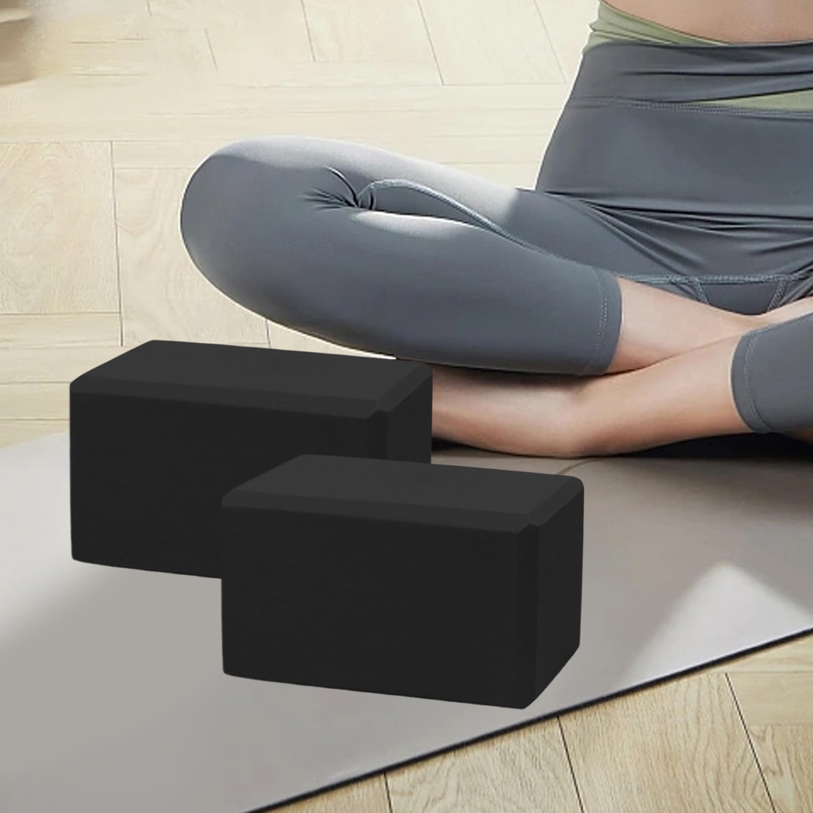 Juego de 2 bloques de yoga de espuma EVA de alta densidad, antideslizantes y ligeros, 3 x 6 x 9 pulgadas, para yoga, pilates, fitness