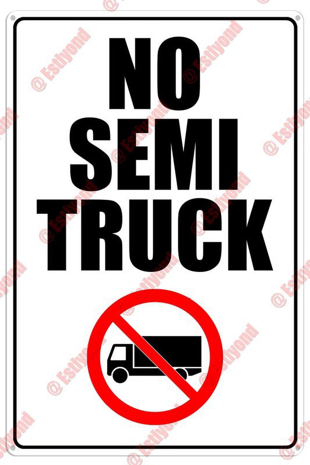 peiyeety No Semi Truck Parking Warning Stop Reserved Towed Caution Warning Aluminum Metal Sign 8"X12"