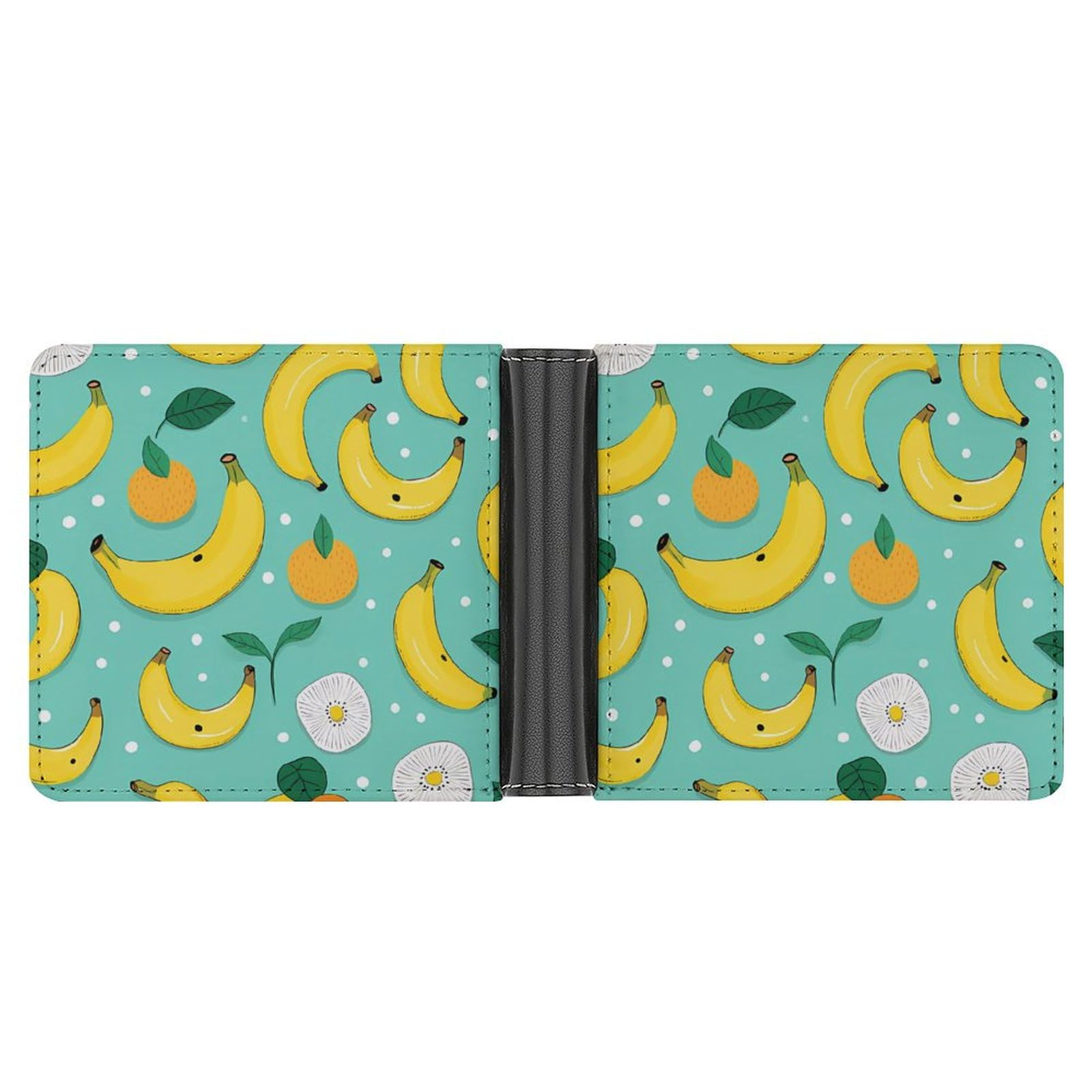 Bananas Tangerine Funny Billfold Wallet Credit Card Holder Slim Passcase Pouch Purse for Men Women