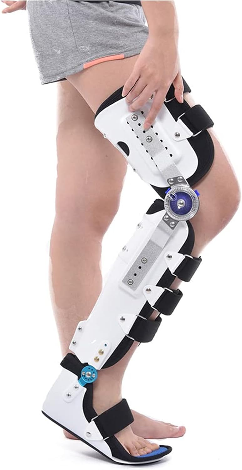 Knee Joint Fixed Brace Full Leg Brace, Adjustable Post Op Knee Support Immobilizer, Breathable Thigh Knee Ankle Foot Supports Orthosis for Torn Acl, Meniscus Tear, Pcl, Surgery Recovery 502