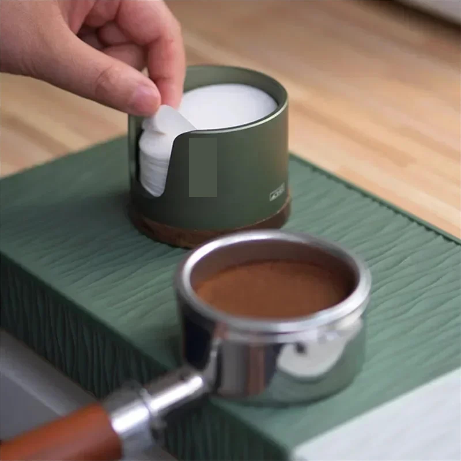 Kaffeefilterpapier-Aufbewahrungsbox mit Griff, runder Filterpapierhalter, Filterpapier, staubdichte Aufbewahrungsbox Für Kaffeebar(Silver)