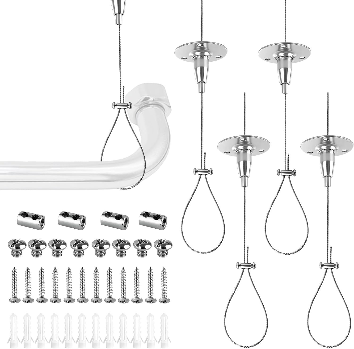 4 Set Ceiling Support for Closet Rod, 59"Adjustable Ceiling Mounted Bracket