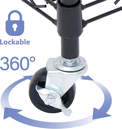 Miniatura 7 de ZENY Estantería resistente de 5 estantes con ruedas, organizador de metal para cocina, oficina, garaje, color negro