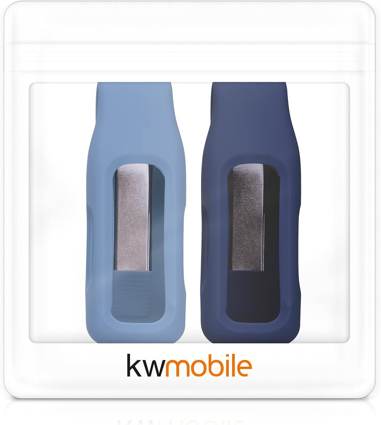 kwmobile 2X Clip Holders Compatible with Fitbit Inspire 3 / Inspire 2 / Ace 3 - Clip-On Holder Replacement Set - Dark Slate/Dark Blue