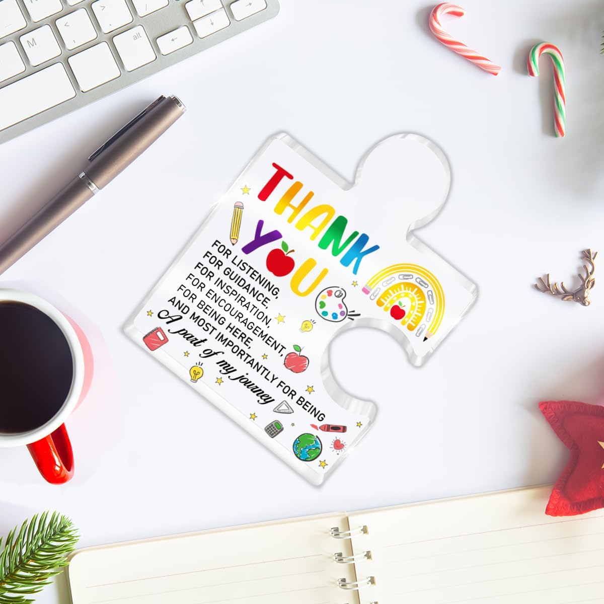 Thank You Appreciation Gift for Teacher - Employee Appreciation Gifts - Teacher Gifts Thank You for Listening Acrylic Puzzle Piece Plaque Home Office Desk Decor - Image 5
