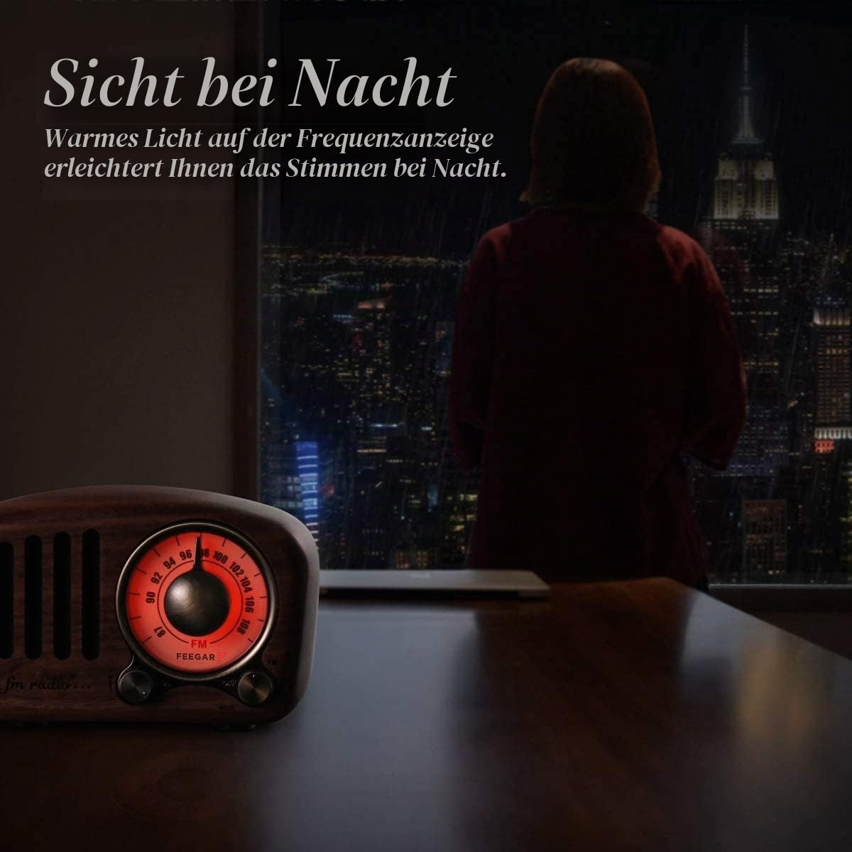 Radio Feegar Retro Bluetooth Lautsprecher,Vintage FM Radio mit altmodischem klassischem Stil,Starke Bassverstärkung,Laute Lautstärke,F-Kartenschlitz und MP3-Player Aux-Betrieb, microSD-Karte (Braun)