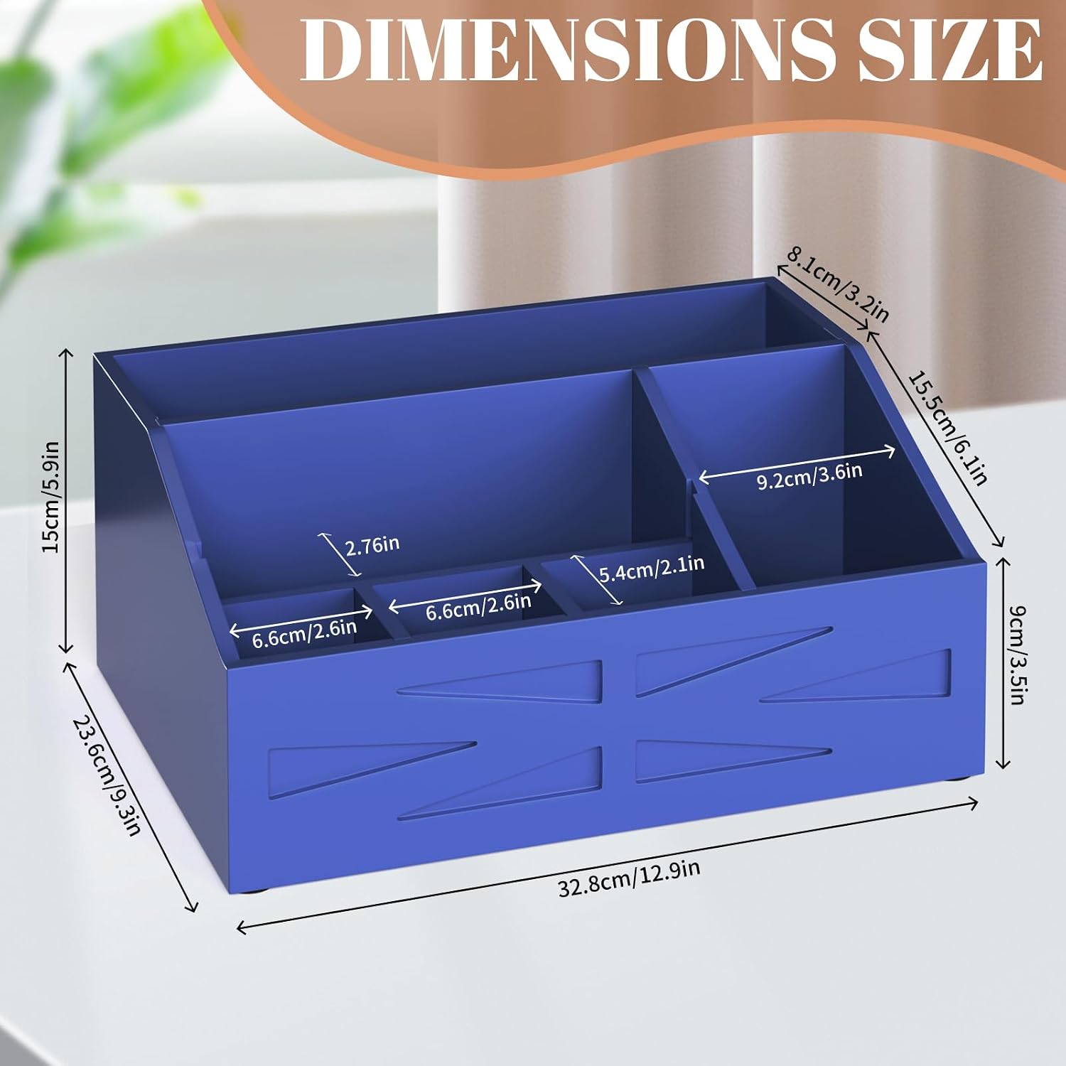 Wood Mail Organizer Countertop,Farmhouse Desk and Kitchen Countertop Storage, Letter Sorter, Desk Mail and Bill Organizer, Desktop File and Paper Holder (Blue)