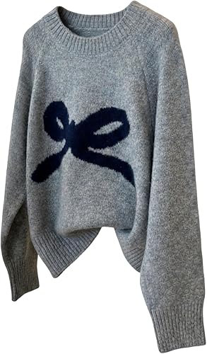 Verdusa Women's Coquette Bow Cozy Sweaters Fall Pullovers Ra
