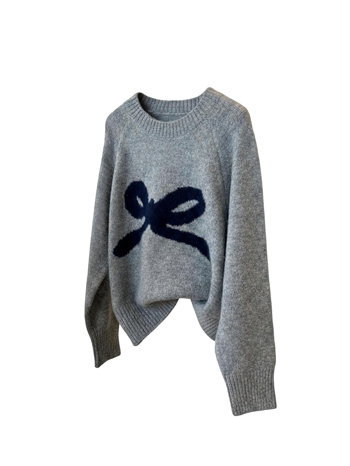 Verdusa Womens Coquette Bow Cozy Sweaters Fall Pullovers Raglan Sleeve Knit Tops