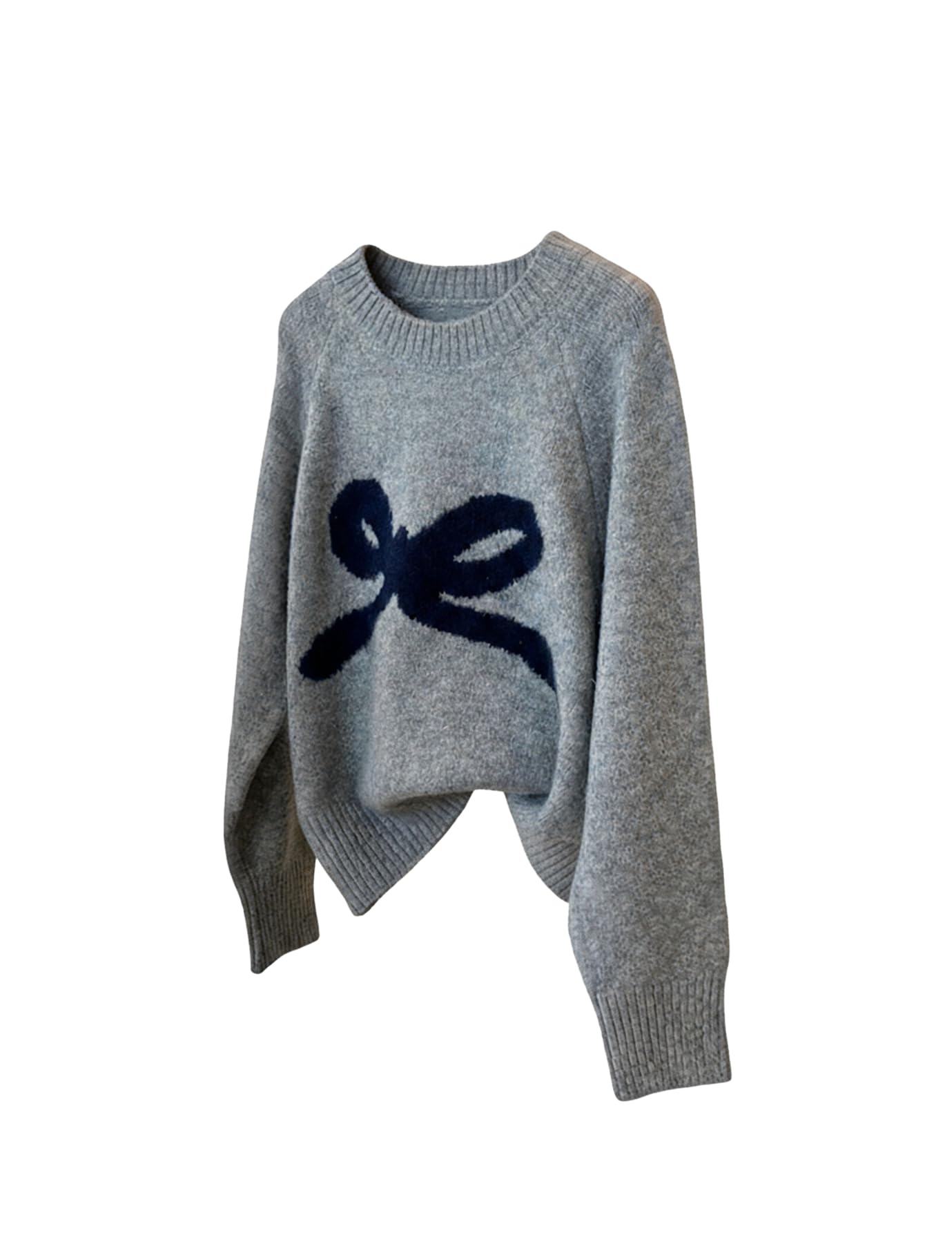 Verdusa Womens Coquette Bow Cozy Sweaters Fall Pullovers Raglan Sleeve Knit Tops