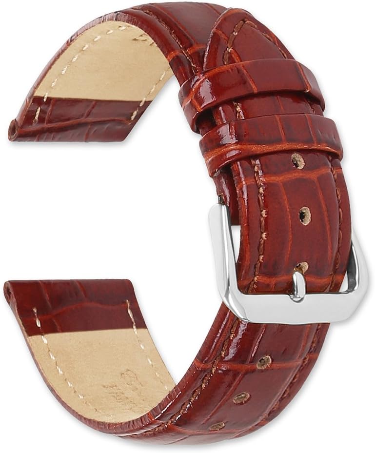 deBeer Crocodile Grain Chrono Watch Band-Choice of Color (Black, Brown, Havana, White, Violet, Green, Blue, Red, Pink, Orange) & Width (12mm, 14mm, 16mm, 17mm, 18mm, 19mm, 20mm, 22mm, 24mm, 26mm, 28mm)