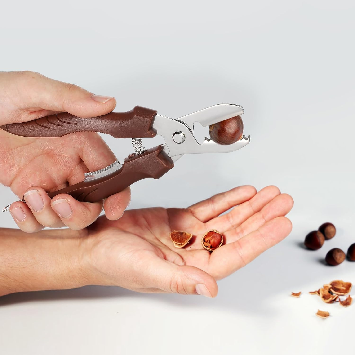 Stainless Steel Nut Cracker for Hazelnut and Nut with Strong Construction and Safe Operation Brown Chestnut Cutter Tool for Manual Kitchen Use