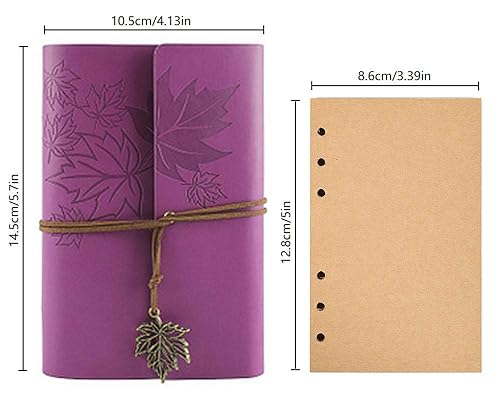 Miniatura 2 de Diario de escritura de cuero, cuaderno clásico encuadernado en espiral de 5 pulgadas, cuaderno de bocetos recargable, regalos con diarios de viaje