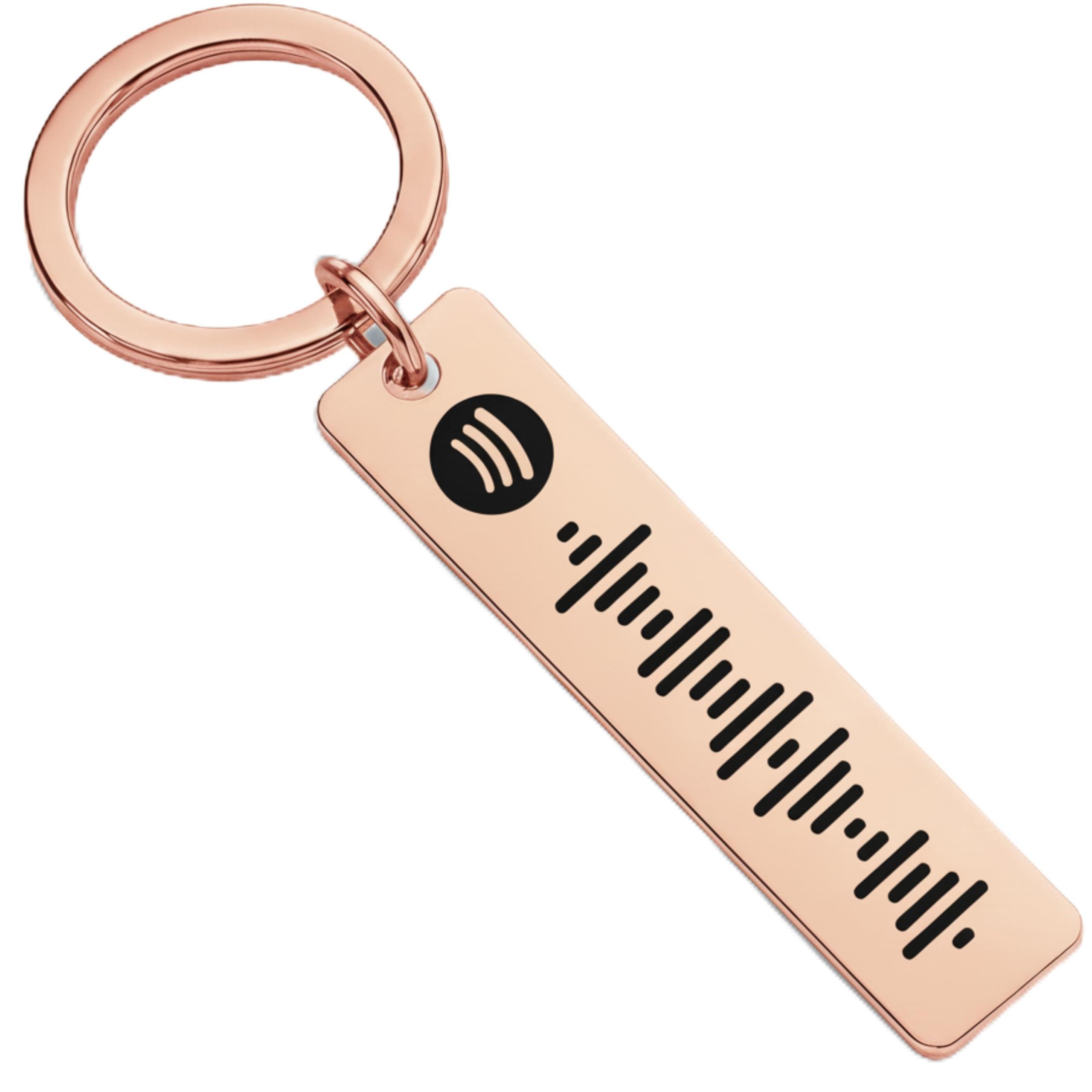 Lunea Custom Unisex Rose Gold Custom Spotify Code Keyring – Personalized Music Keyring With Engraved Song Code – Unique Gift For Him, Her Or Couples – Premium Stainless Steel Keepsake (Rose Gold)