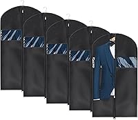 Univivi Set of 5 43-Inch Oxford Garment Bags for Suits, Coats, Travel & Storage - Breathable, Washable Suit Covers with Clear Window