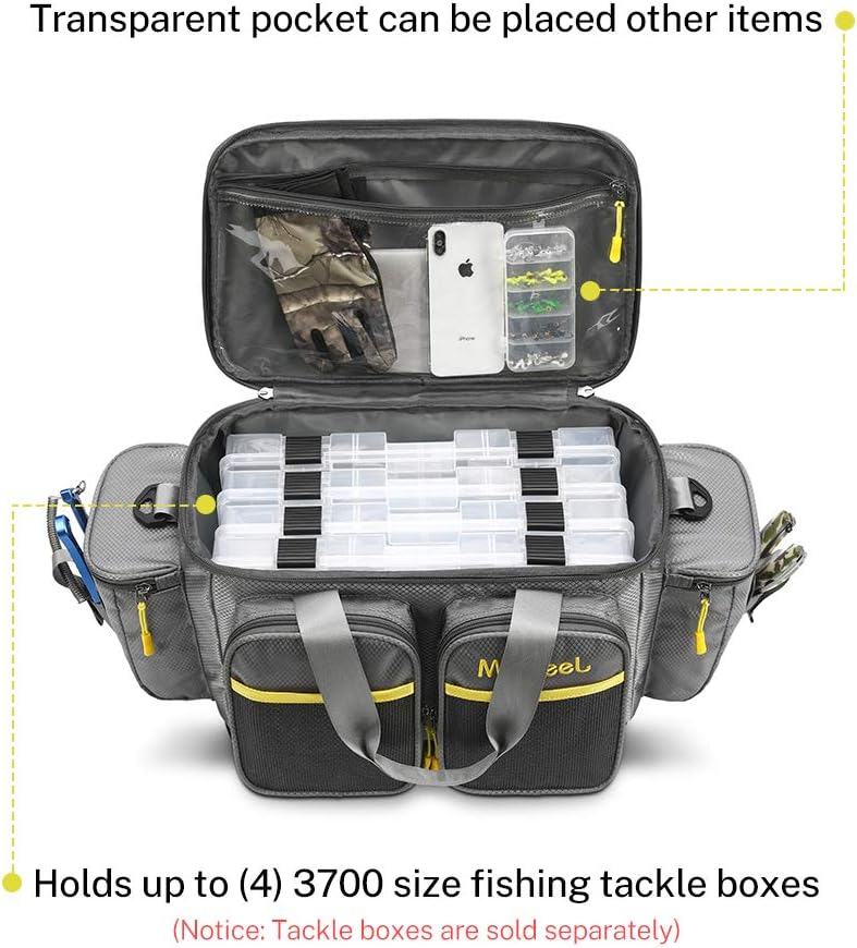 Magreel Fishing Tackle Bag, Water-Resistant Polyester Material Fishing Tackle Storage Bag with Padded Shoulder Strap and Non-Slip Base Suitable for 3600 3700 Tackle Box : Sports & Outdoors