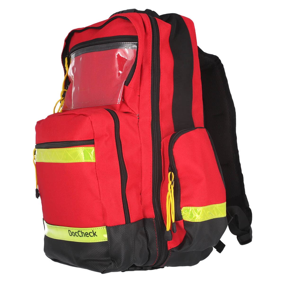 Rettungsrucksack Huck – Profi-Notfallrucksack (Rot), Strapazierfähig, Robuste Reißverschlüsse, 2-geteiltes Hauptfach, Seiten- und Dokumentenfächer, Inkl. 5 Modultaschen, Maße: 45x24x18 cm