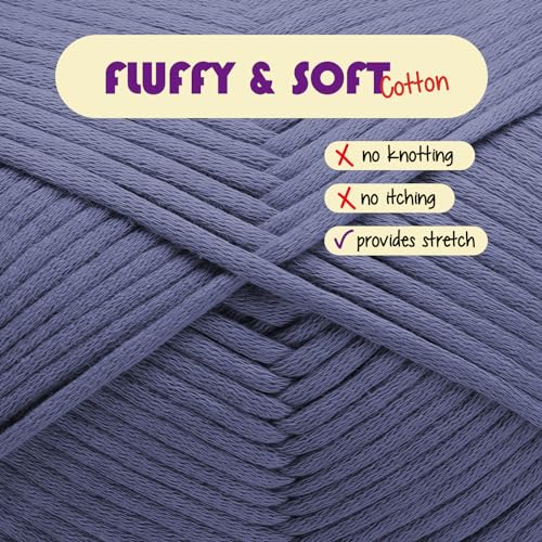 Image of Soft Yarn for Crocheting - Crochet & Knitting Yarn, Beginner Yarn with Easy-to-See Stitches, 250 Yds Amigurumi Yarn, Cotton-Nylon Blend Tshirt Yarn for Crocheting, Worsted Weight Yarn 4, Stone Blue