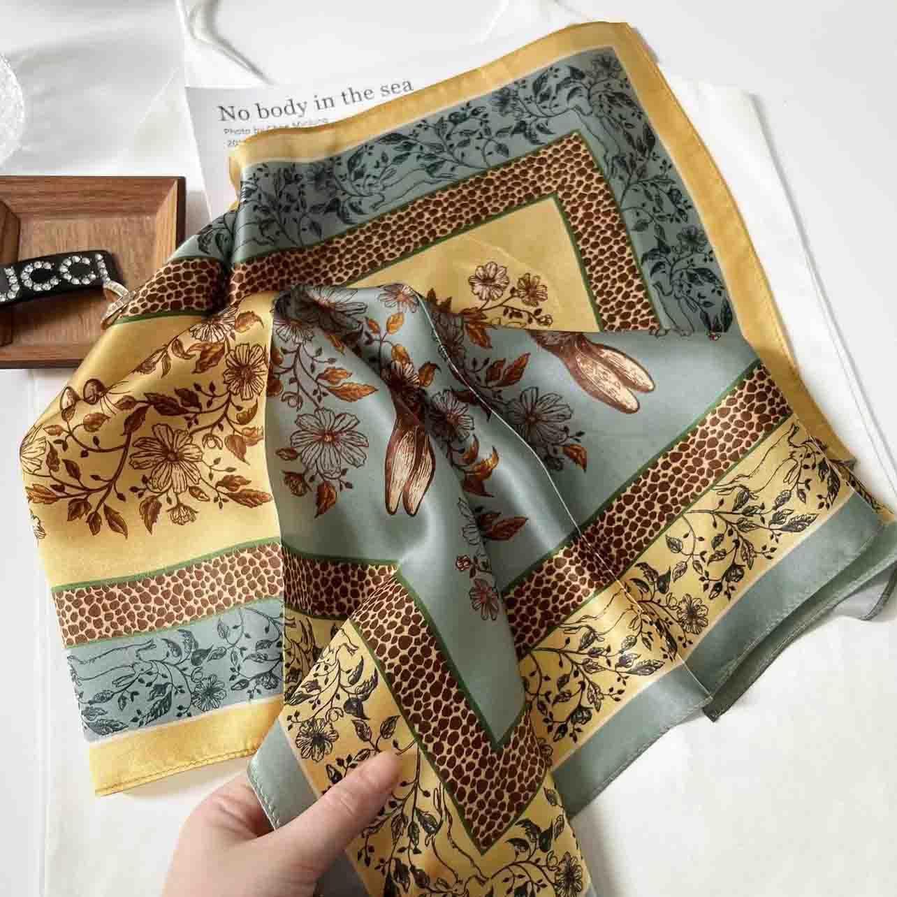 MEISEE 100% Pure Mulberry Silk Scarf 21" Square Scarf Neckerchief Headscarf Breathable Lightweight for Women Gift Packed - Image 4