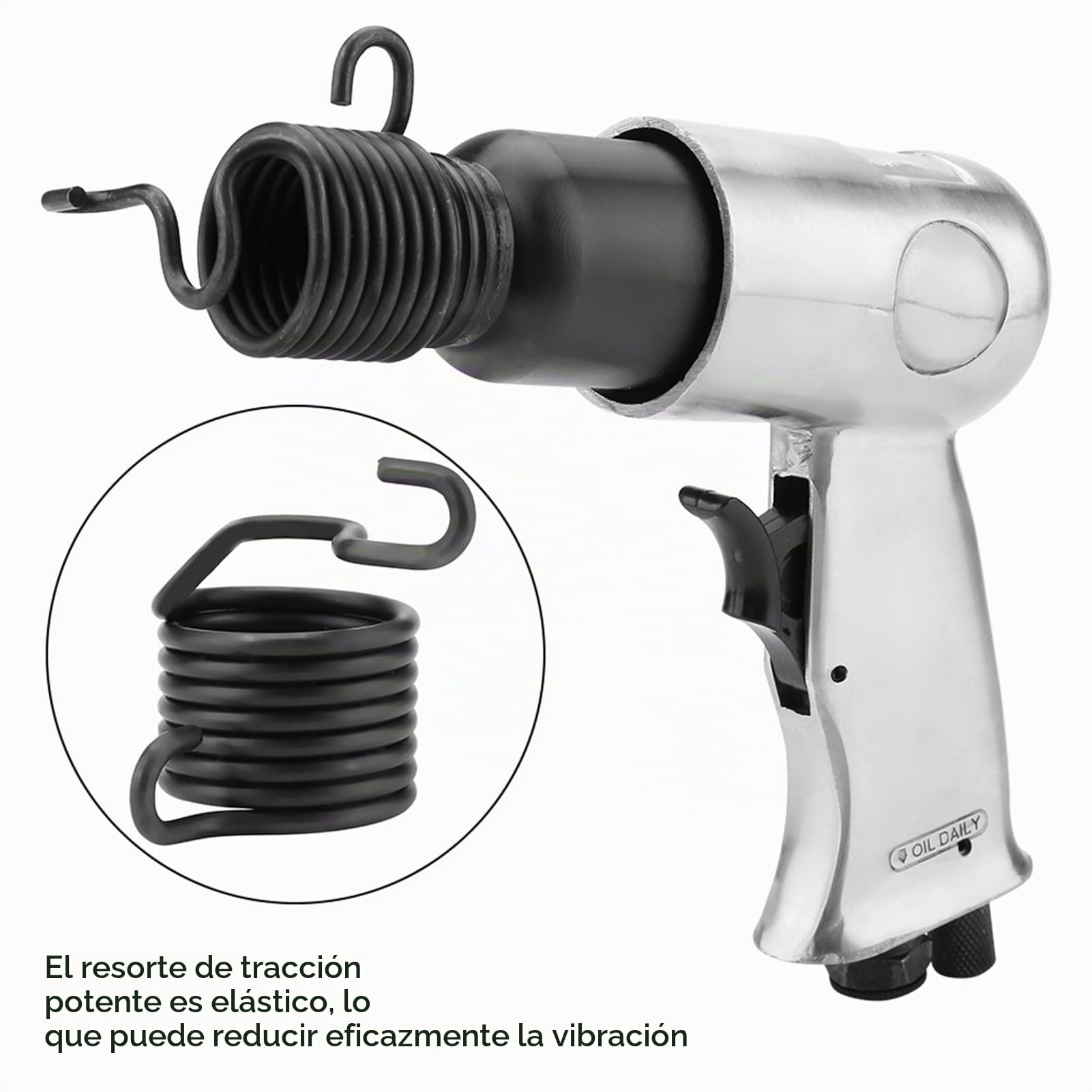 Martillo de Cincel de Aire, Herramienta de Pala Neumática Industrial de Tipo Recto con Puntas de Cincel, Cincel Neumático con Cuerpo de Aleación de Aluminio para Taladrar,