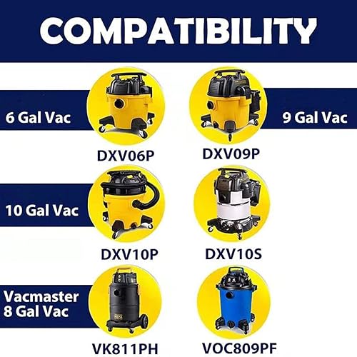 Miniatura 3 de Paquete de 3 bolsas de vacío para aspiradora DEWALT de 6 a 10 galones Shop Vac DXVA19-4101, bolsa de recolección de polvo con filtro para aspiradora