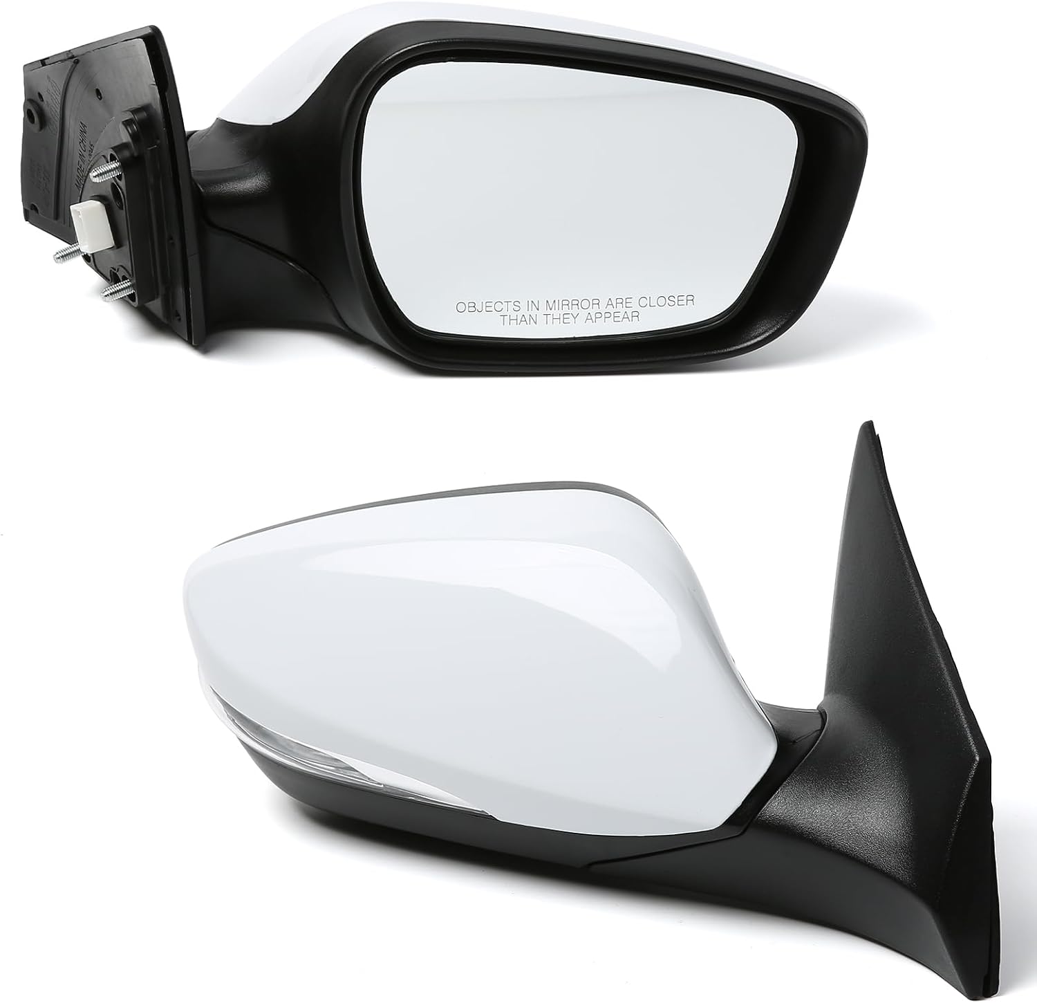 Passenger Side Mirror (Right/RH) Compatible with Hyundai Elantra 2014-2016, Power Adjust, Manual-Folding, w/Turn Signal, 5-Pin Connector, White Housing, Replaces 876203Y530, HY1321208